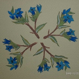 Bachblüten (Gentian) an der Decke des Wartebereichs